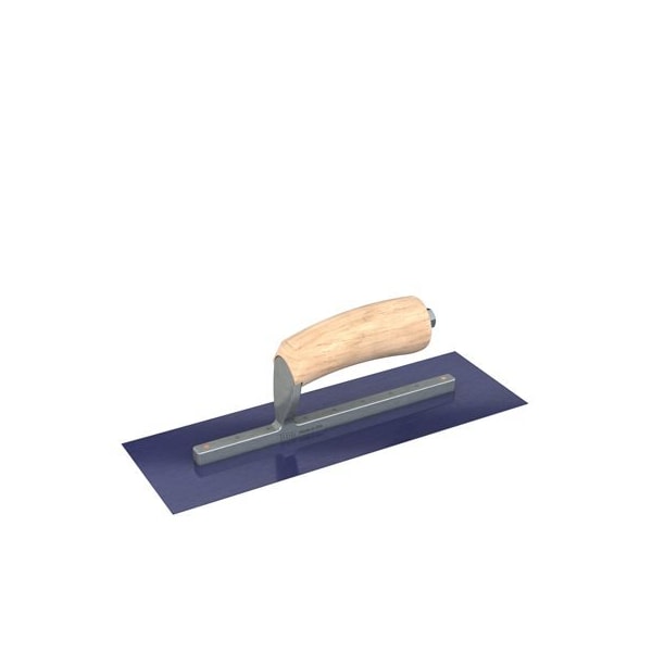 Ultra Flex Blue Steel Finishing Trowel - Sqaure End - 12" x 4" with Camel Back Wood Handle